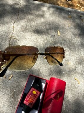 Cartier Gold Rimless Sunglasses with Brown Gradient Lenses